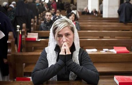 A Christian worshipper prayed during the Christmas mass at the Church of the Nativity  in Bethlehem.
